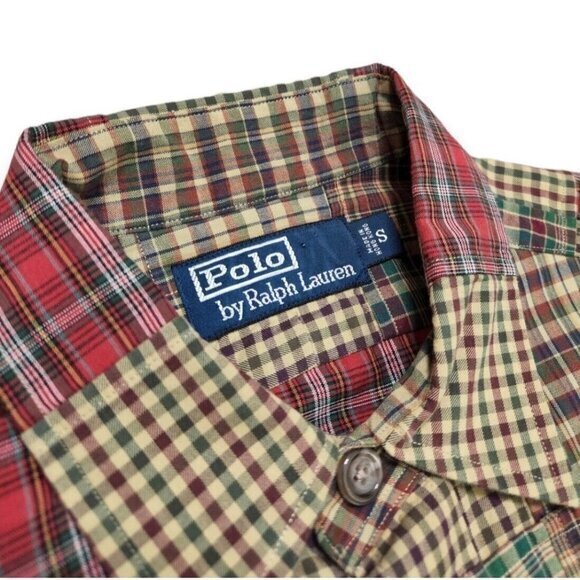 Vintage Polo Ralph Lauren Madras Patchwork Button Shirt Long Sleeve Mens Small - Picture 4 of 4